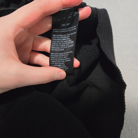 WHBM Womens Black V-Neck Dolman Sleeve Tunic Sweater Size XS Essential Basic - Picture 4 of 5